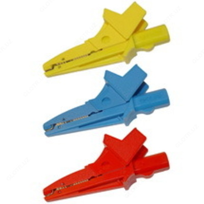 K02 — зажим "крокодил" изолированный жёлтый