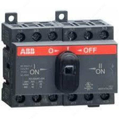 Реверсивный рубильник OT16F3С до 16А 3х-полюсный для установки на DIN-рейку или монтажную плату (с резерв. ручкой)