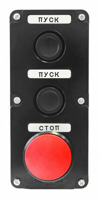 Пост кнопочный ПКЕ 112-3 У3 красный гриб IP40 (карболит) ГОСТ