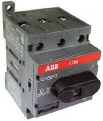 Рубильник OT80F3 до 80А 3х-полюсный для установки на DIN-рейку или монт.плату (с резерв. ручкой)