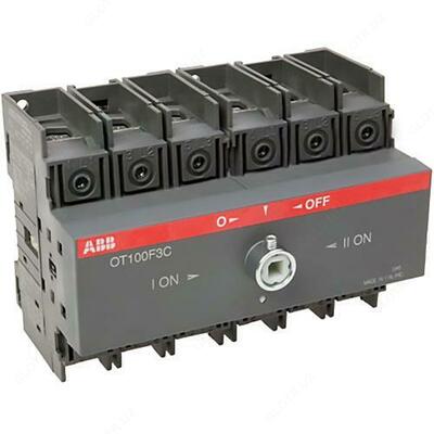 Рубильник OT100F3C реверсивный до 100А 3-полюсный для установки на DIN-рейку или монтажную плату (без ручки)